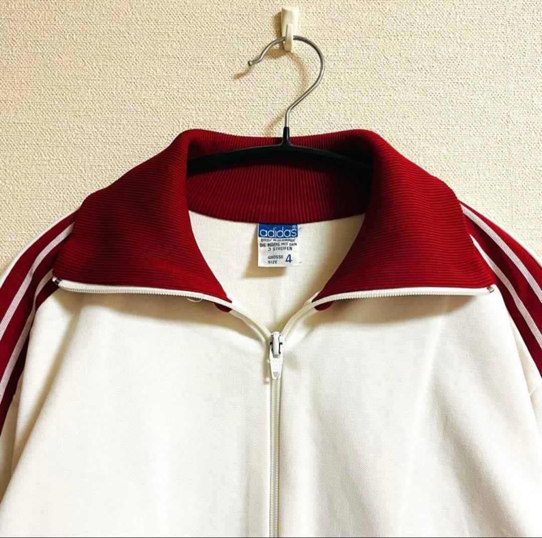 80's adidas 西ドイツ製 トラックジャケット サイズ4 オフホワイト