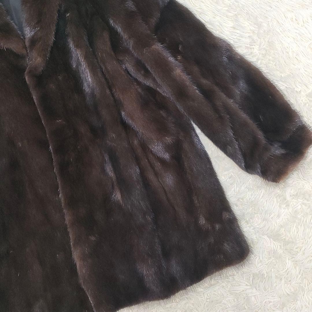 超高級 13号 SAGA MINK ミンクファー コート 毛皮 リアルファー 茶