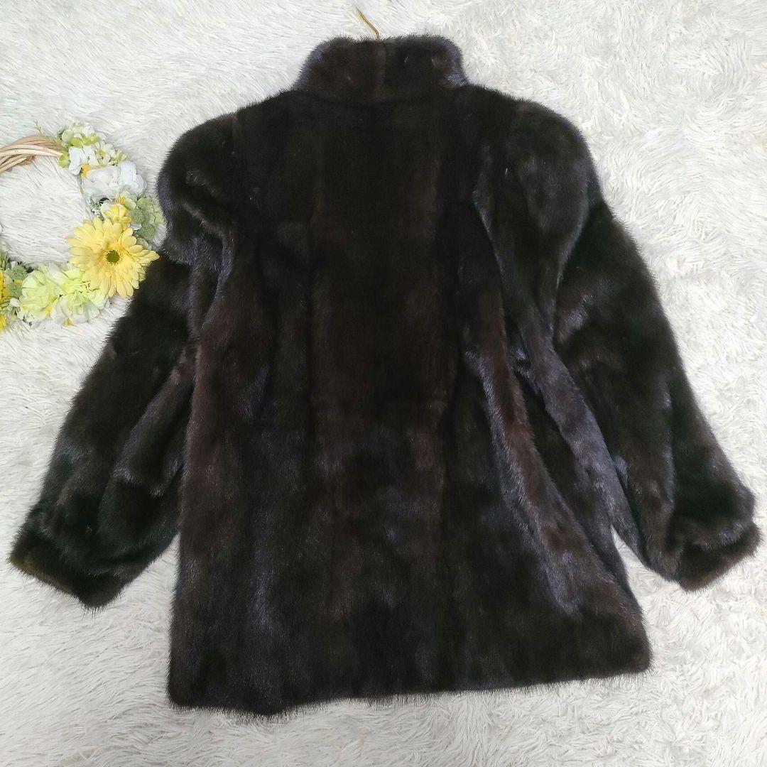超高級 13号 SAGA MINK ミンクファー コート 毛皮 リアルファー 茶