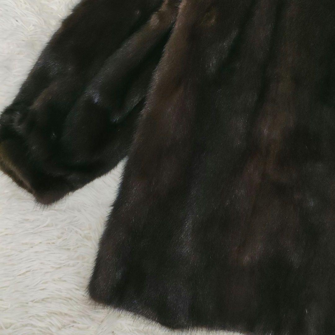 超高級 13号 SAGA MINK ミンクファー コート 毛皮 リアルファー 茶