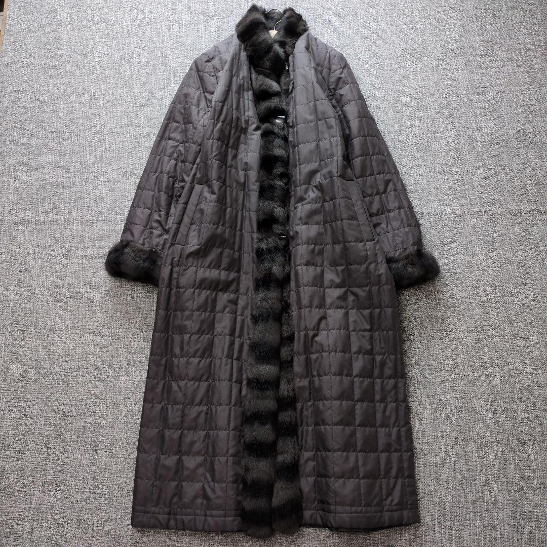 2way　シルク　ロシアンリス　中綿入り　ロングコート　未使用に近い美品