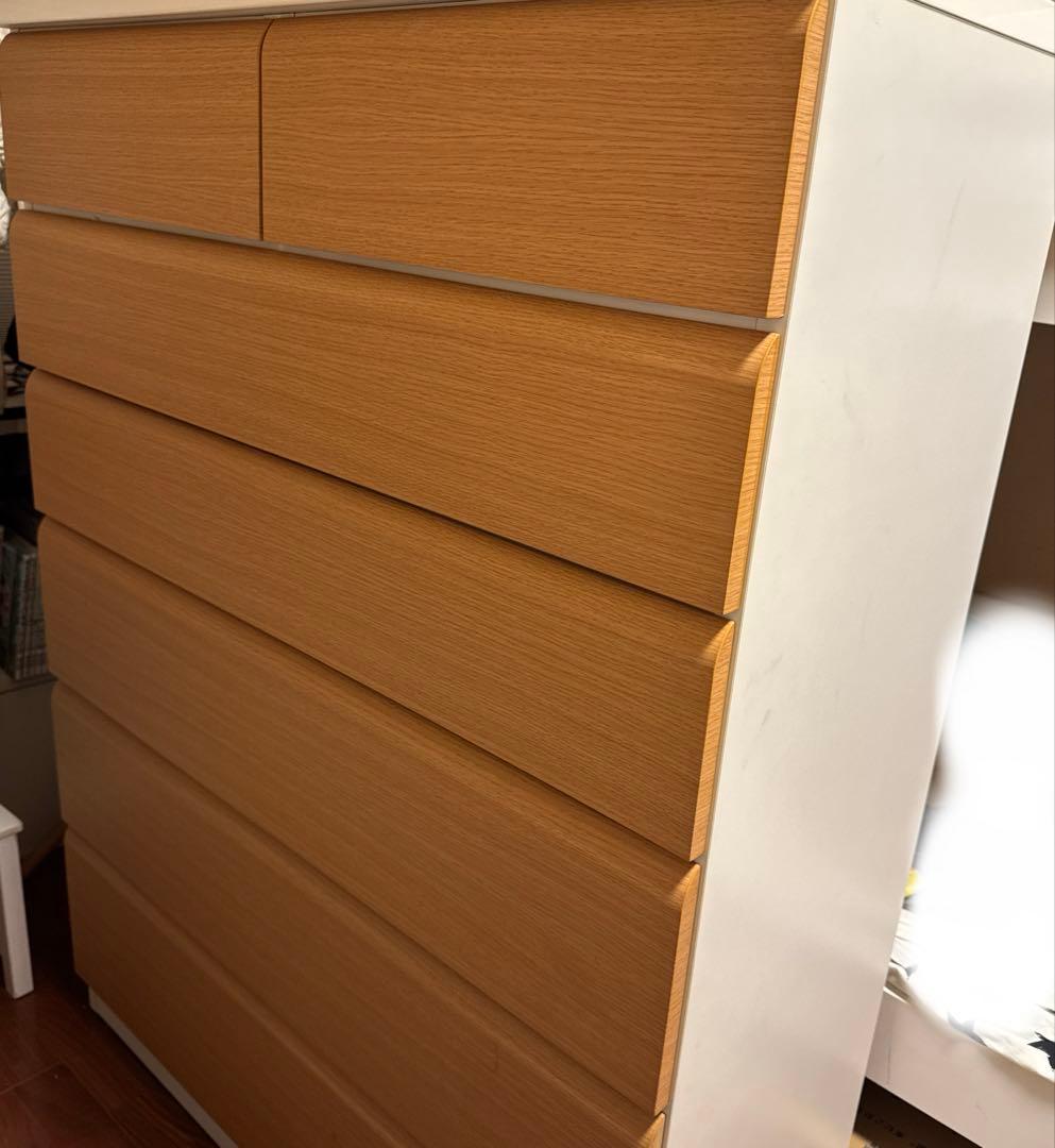 ★4/10まで★ニトリ　6段チェスト　ベージュ　ホワイト　木目