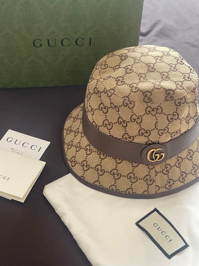 GUCCI バゲハ　GGモノグラム バケットハット　帽子　グッチ　キャンバス