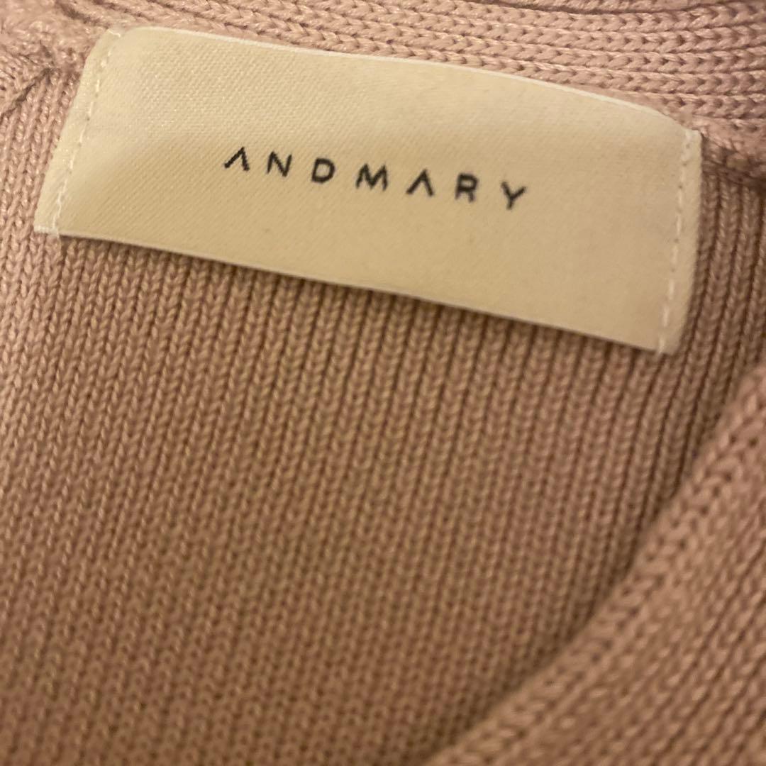 トップス andmary Angie ribbon tank pink beige