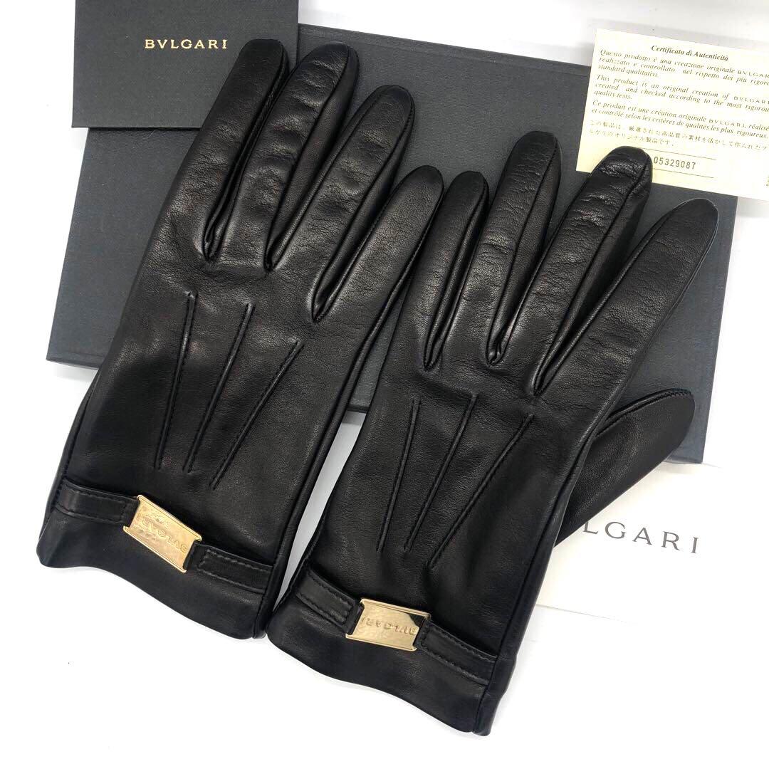 未使用✨ブルガリ レザー　手袋 ブラック
