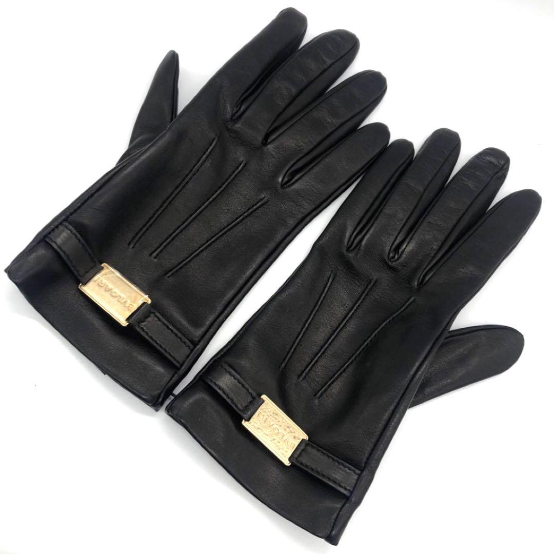 未使用✨ブルガリ レザー　手袋 ブラック