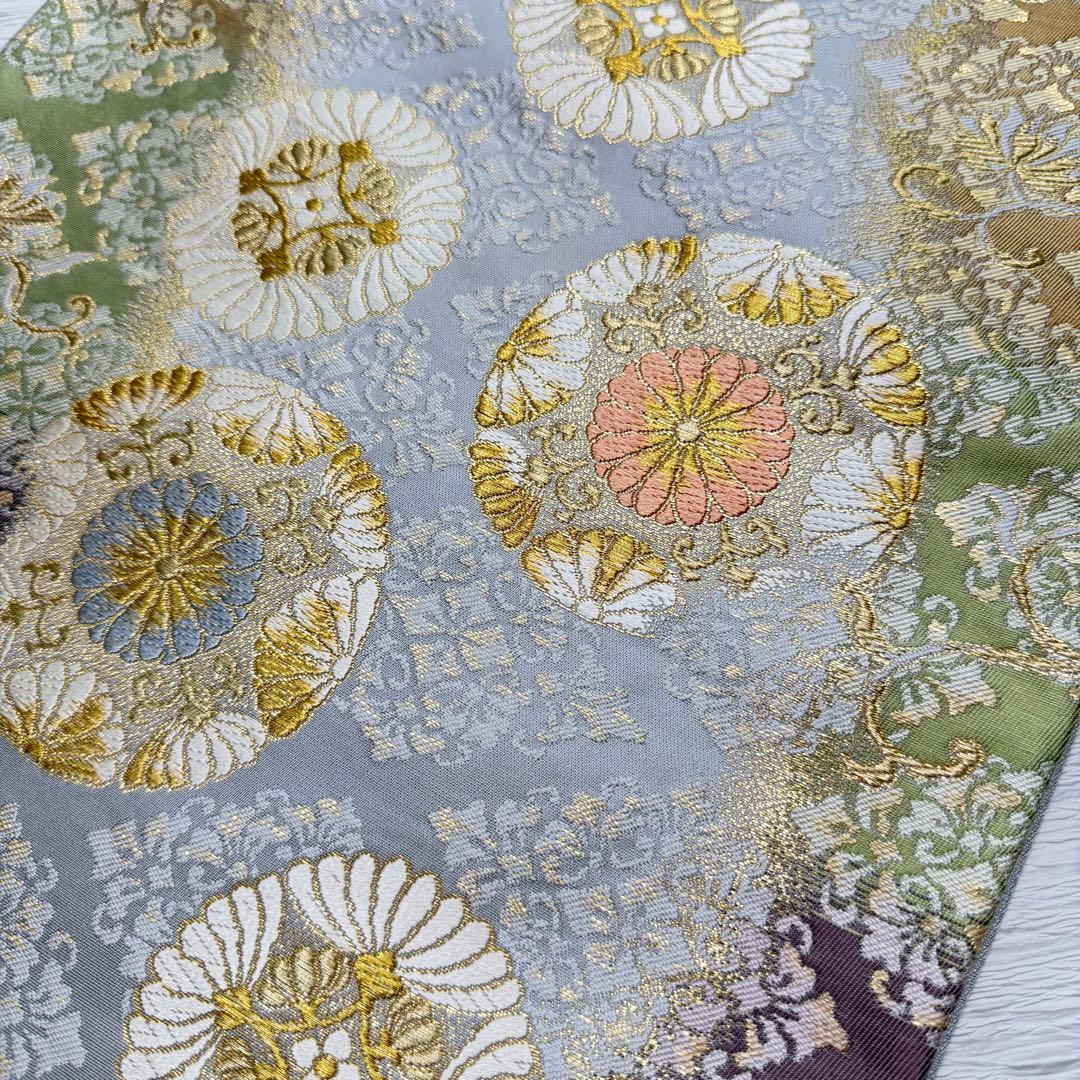 m-82 菱華紋 六通 袋帯 正絹　未使用極美品