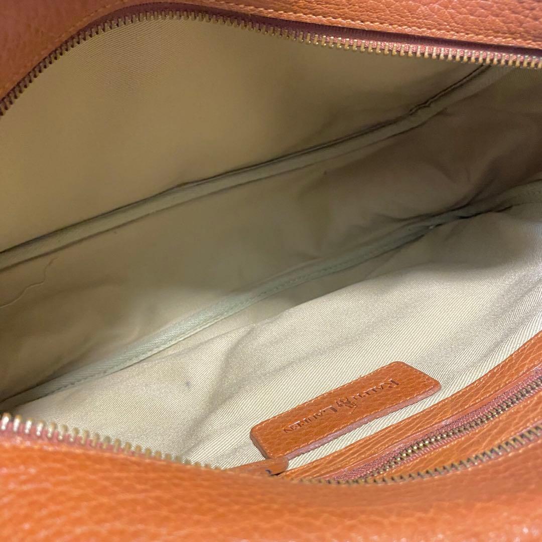 ラルフローレン　シボ革　メッセンジャーバッグ　ショルダーバッグ　ブラウン　斜め掛