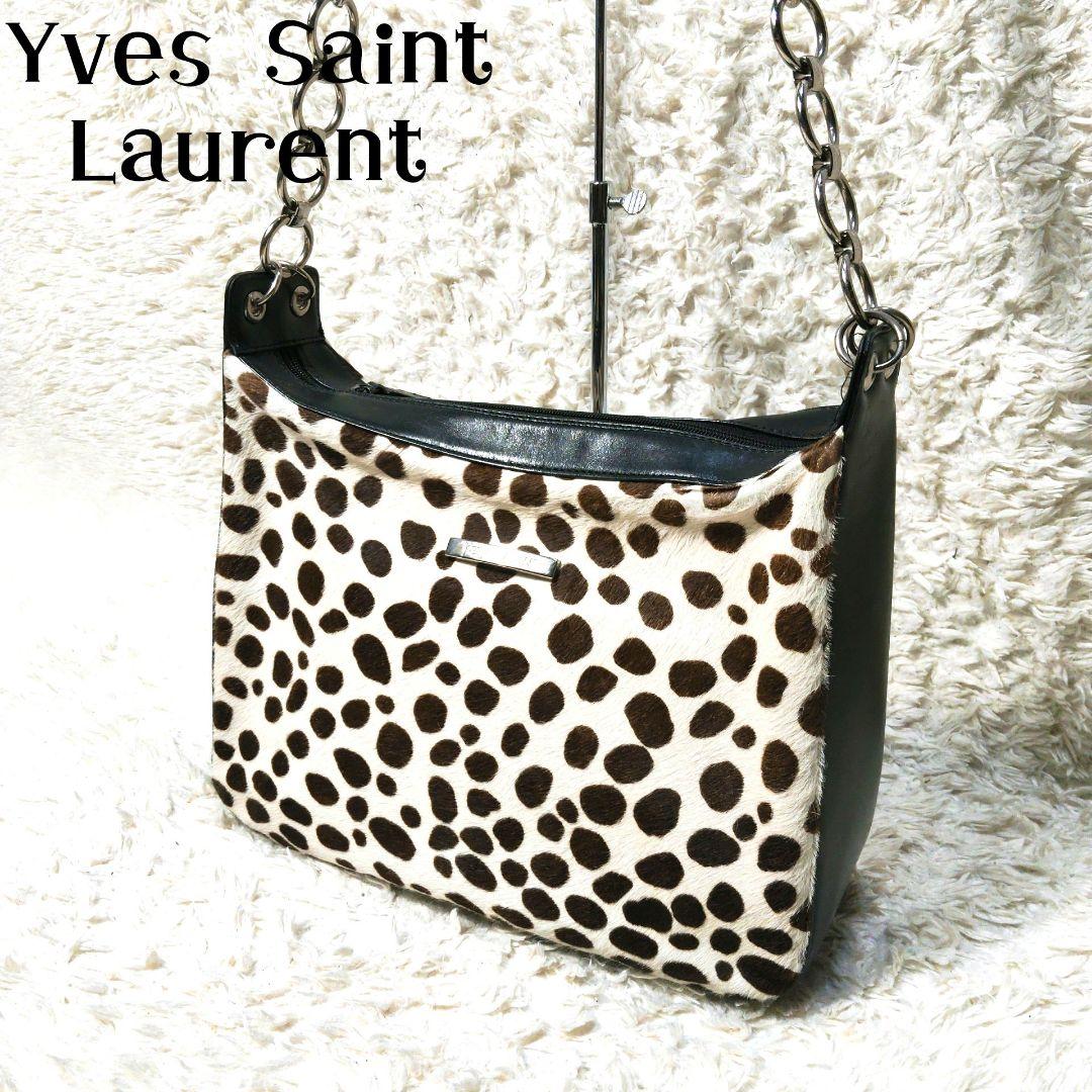 YSL イヴ・サンローラン ワンショルダーバッグ ハラコ チェーンショルダー