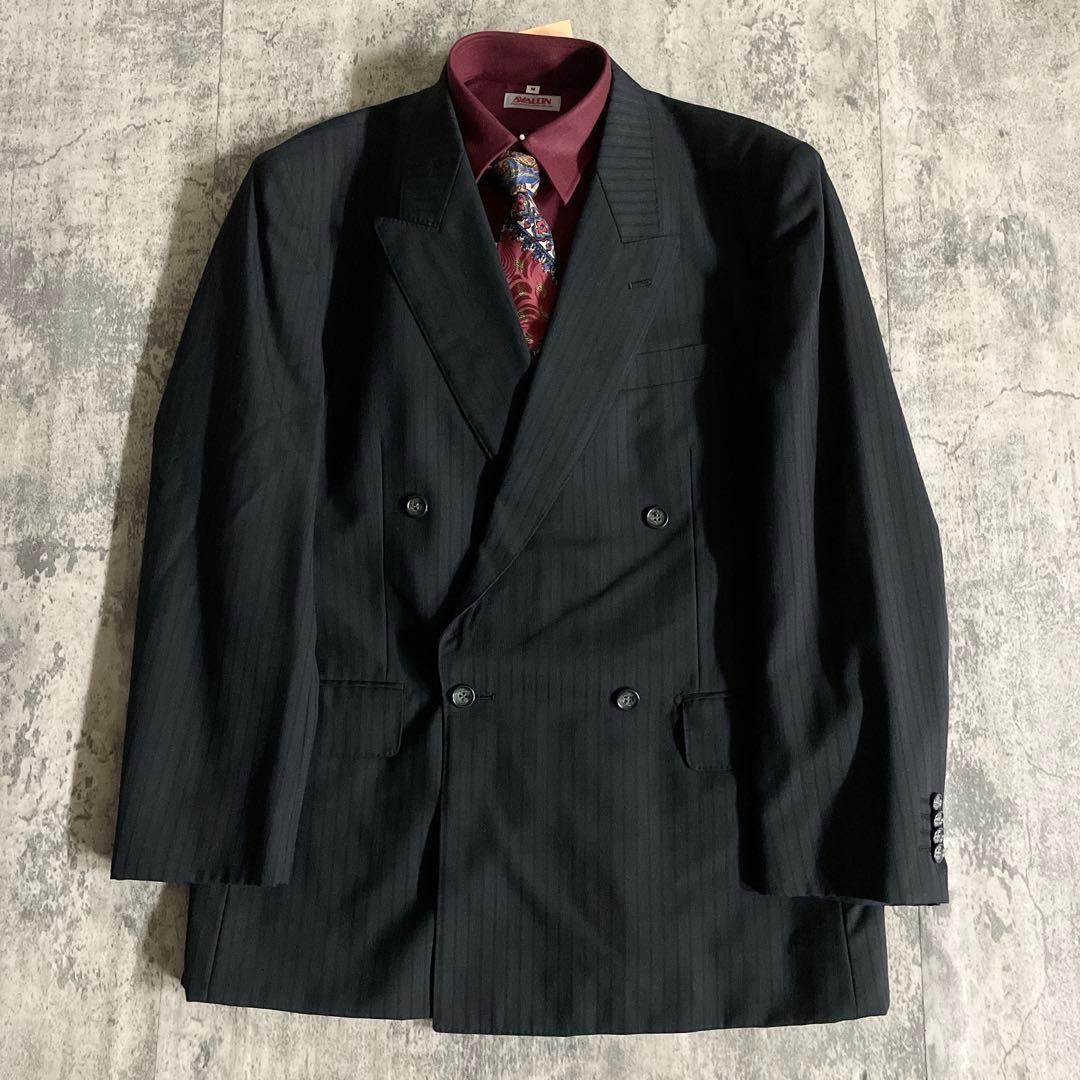 極美品 GANNI VERSACE & 五大陸ネクタイ 極上ウール ダブルスーツ