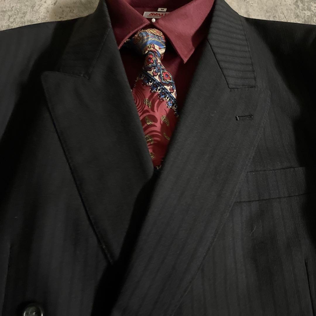 極美品 GANNI VERSACE & 五大陸ネクタイ 極上ウール ダブルスーツ