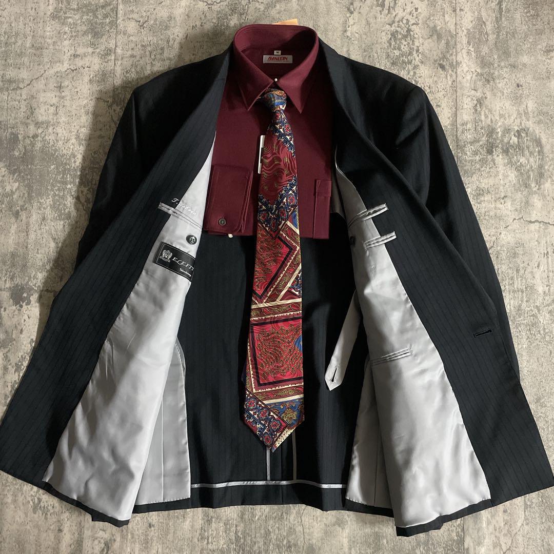 極美品 GANNI VERSACE & 五大陸ネクタイ 極上ウール ダブルスーツ