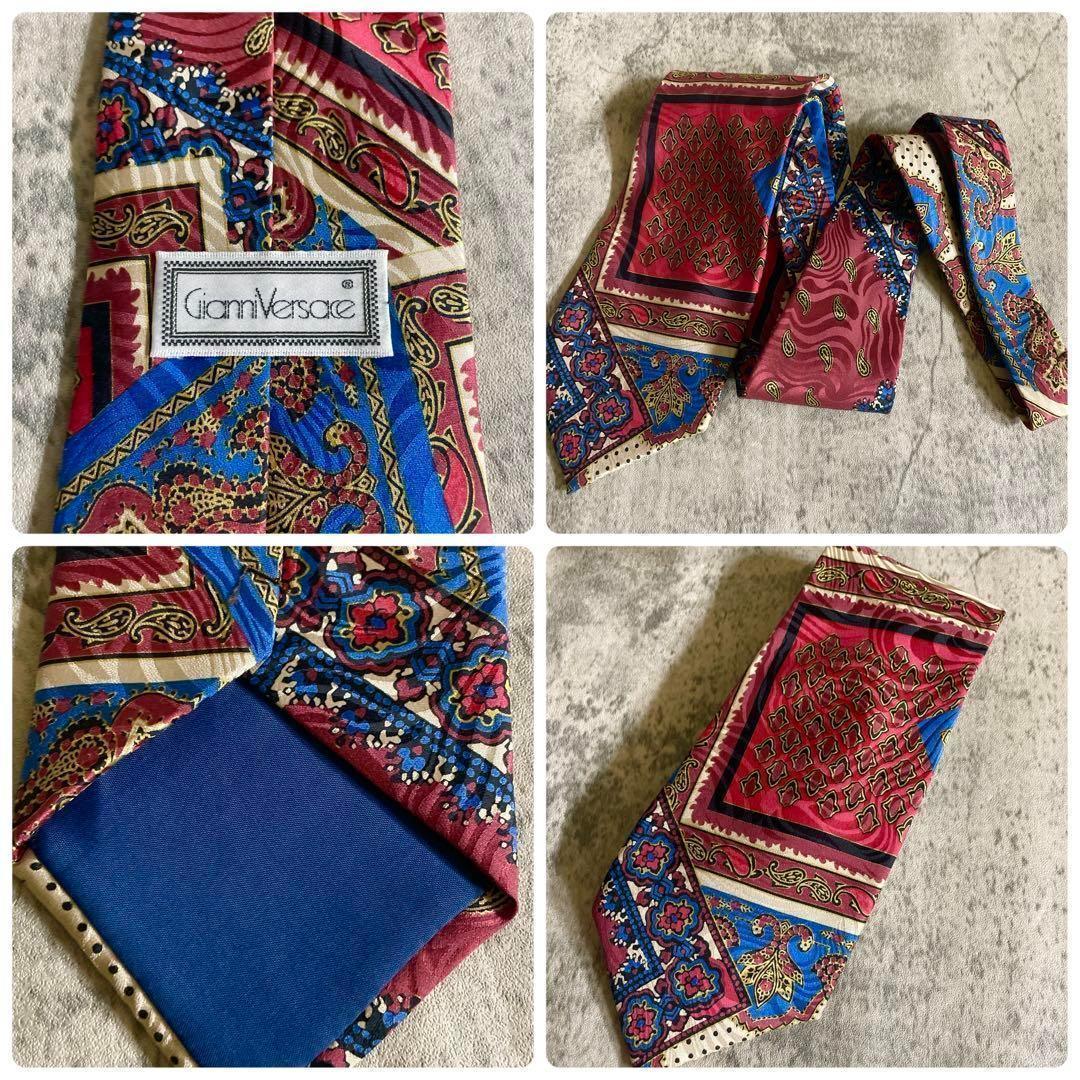 極美品 GANNI VERSACE & 五大陸ネクタイ 極上ウール ダブルスーツ