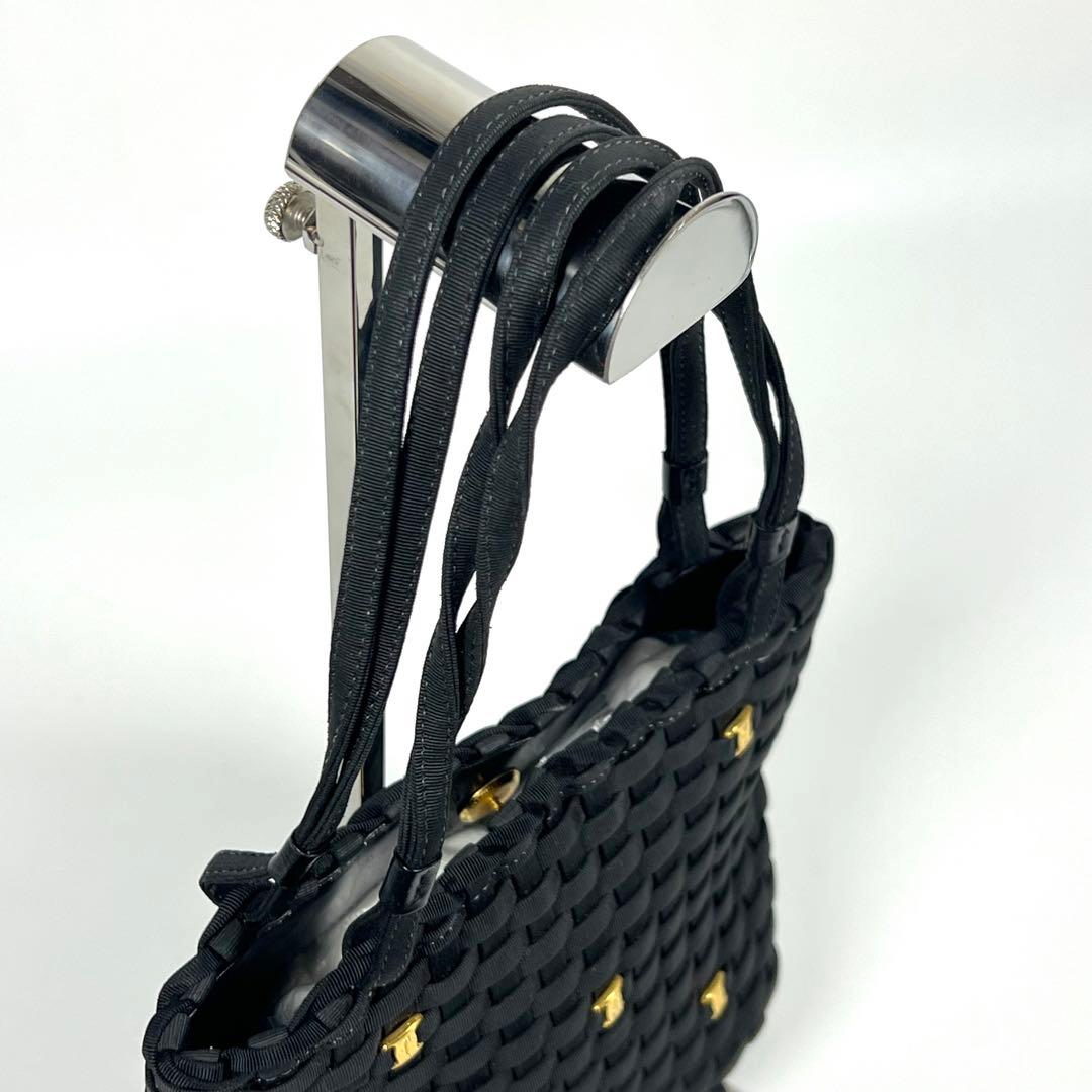 状態良好 サルヴァトーレ・フェラガモ ミニ カゴバッグ イタリア製 ブラック