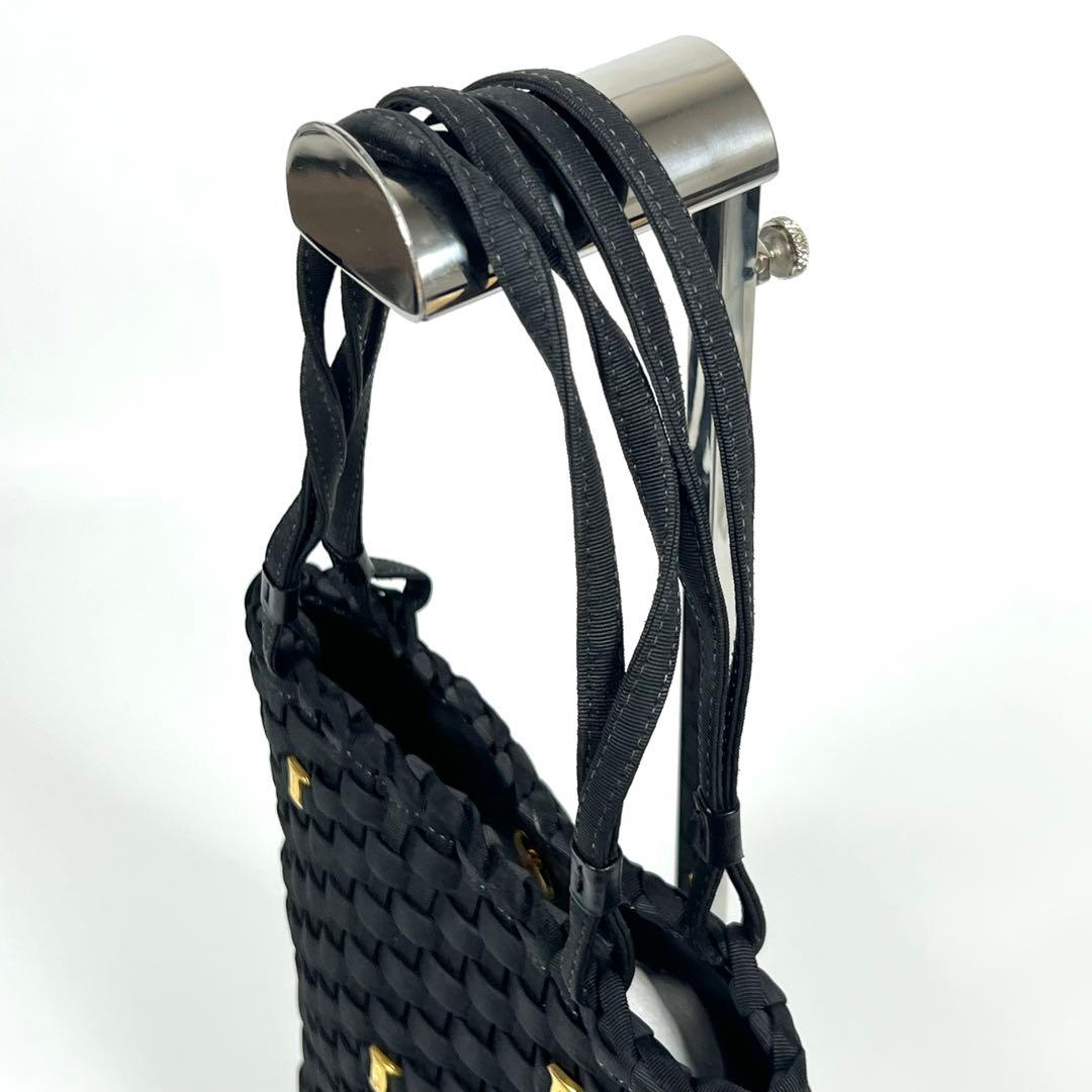 状態良好 サルヴァトーレ・フェラガモ ミニ カゴバッグ イタリア製 ブラック