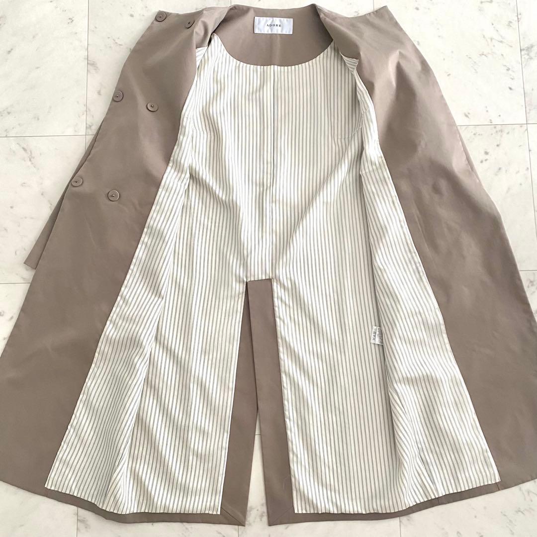 極美品 アドーア ADORE ドライコンパクトノーカラーコート ベージュ 38