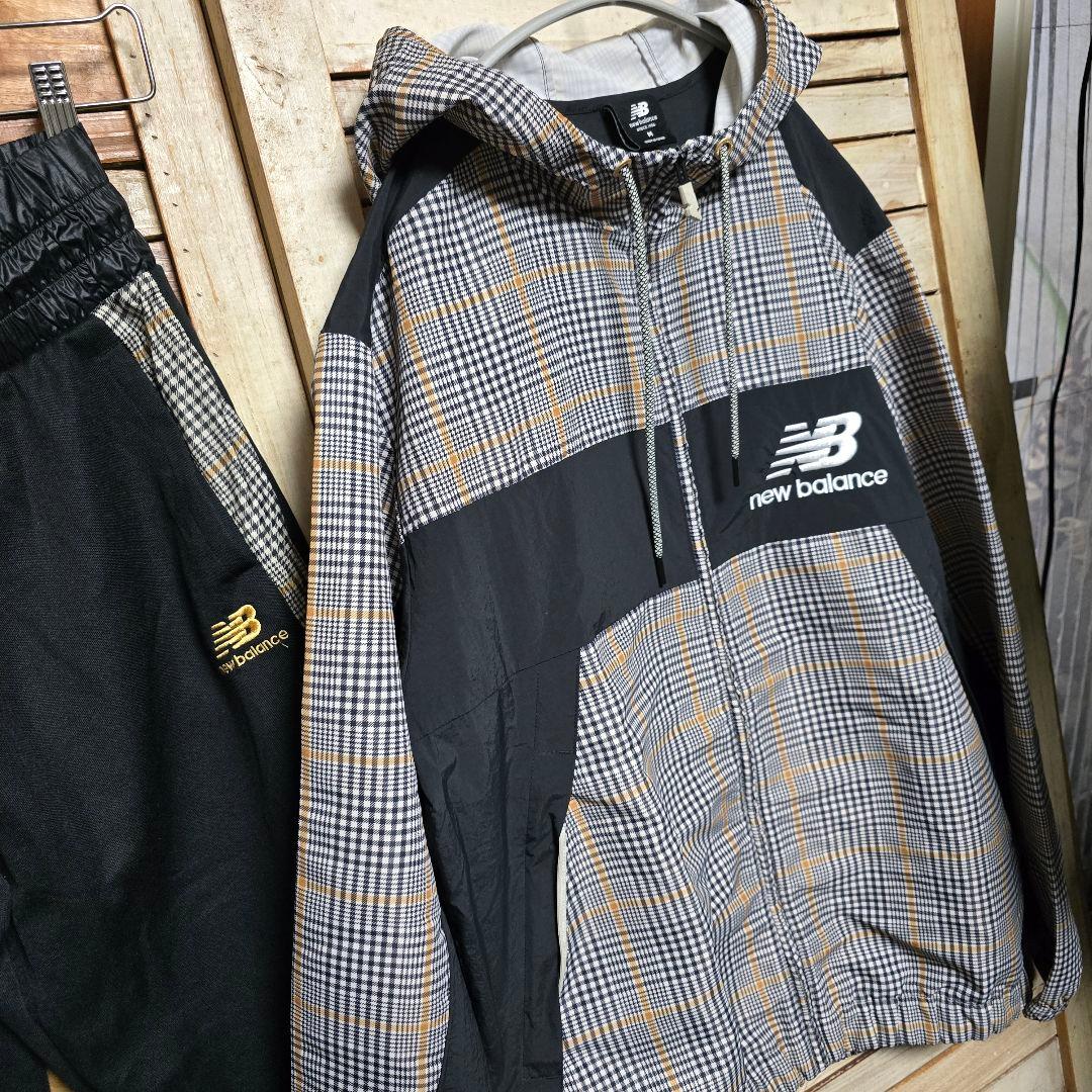 ニューバランス ウィンドブレーカージャケット×パンツ 上下セット チェック柄
