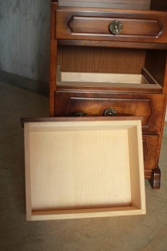 カリモク家具　コロニアル　電話台　小引き出し4段　飾り台　花台　ヴィンテージ家具