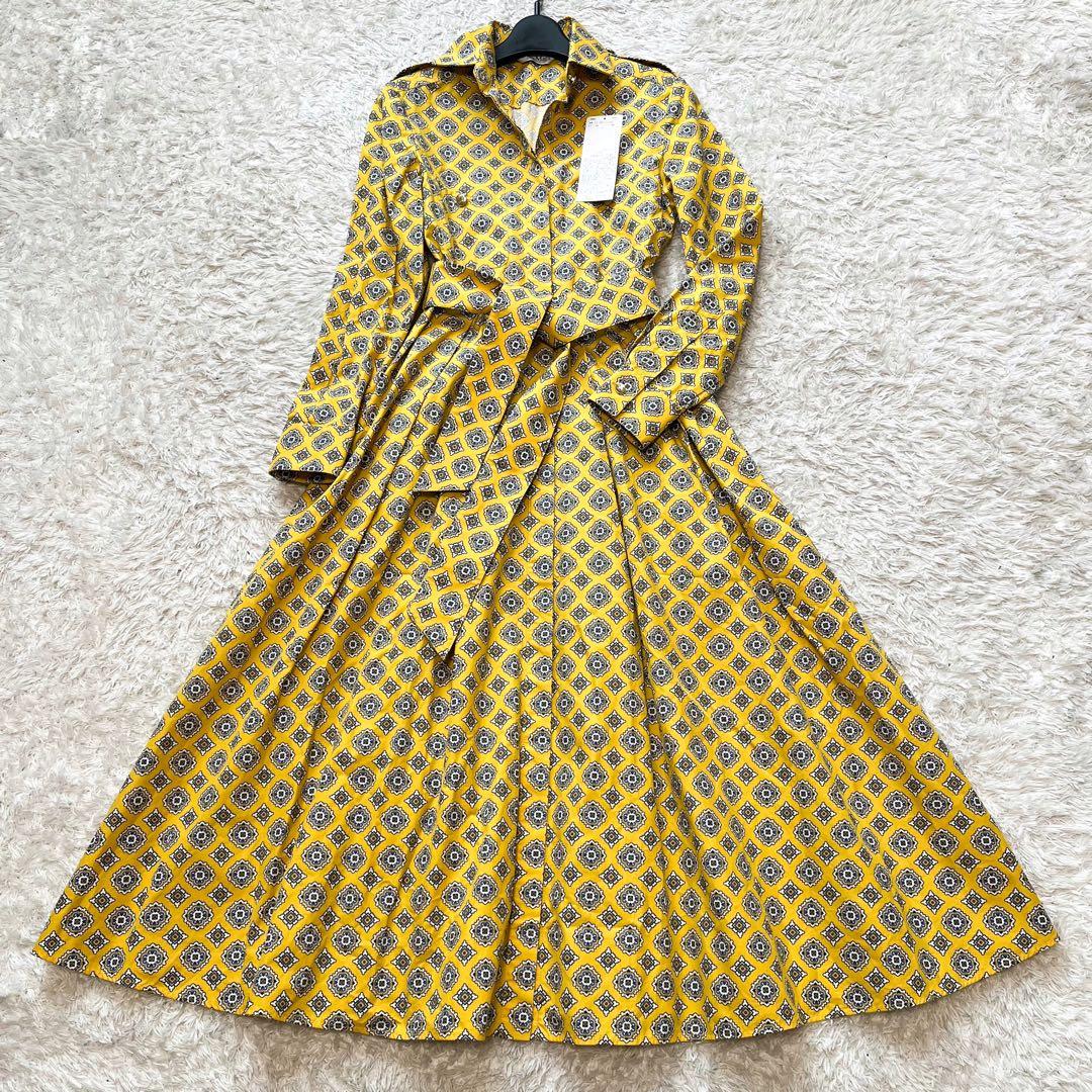 最高級白タグ✨MAXMARA コットンポプリンドレス ロゴボタン ベルト付 34