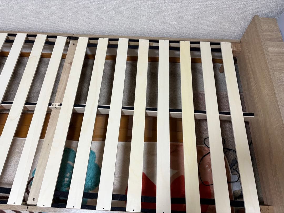 すのこ ベッドフレーム シングル ヘッドボード コンセント付