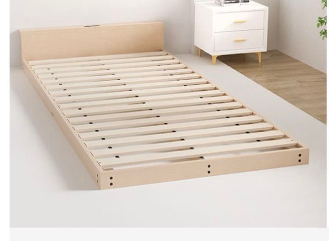 すのこ ベッドフレーム シングル ヘッドボード コンセント付