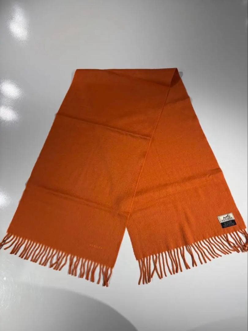 ［美品］HERMES エルメス　カシミヤマフラー ストール