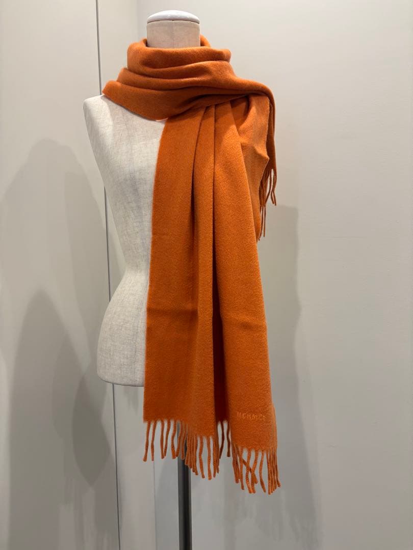 ［美品］HERMES エルメス　カシミヤマフラー ストール