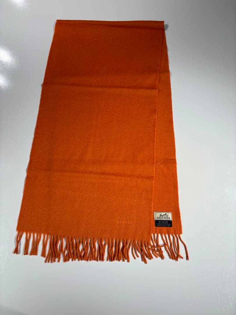 ［美品］HERMES エルメス　カシミヤマフラー ストール