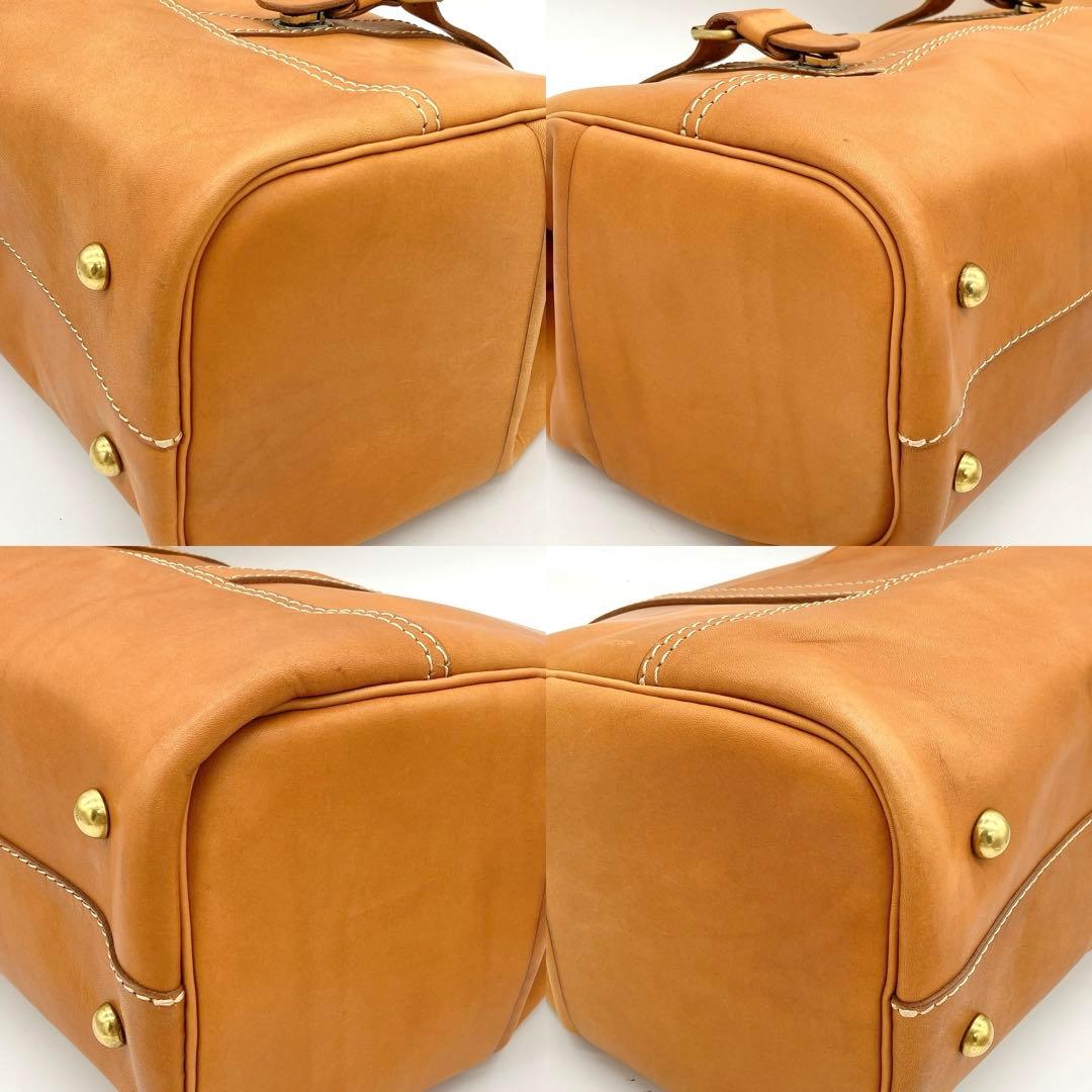 【HERZ】2wayバッグ　ボストンバッグ　口枠　レザー　キャメル