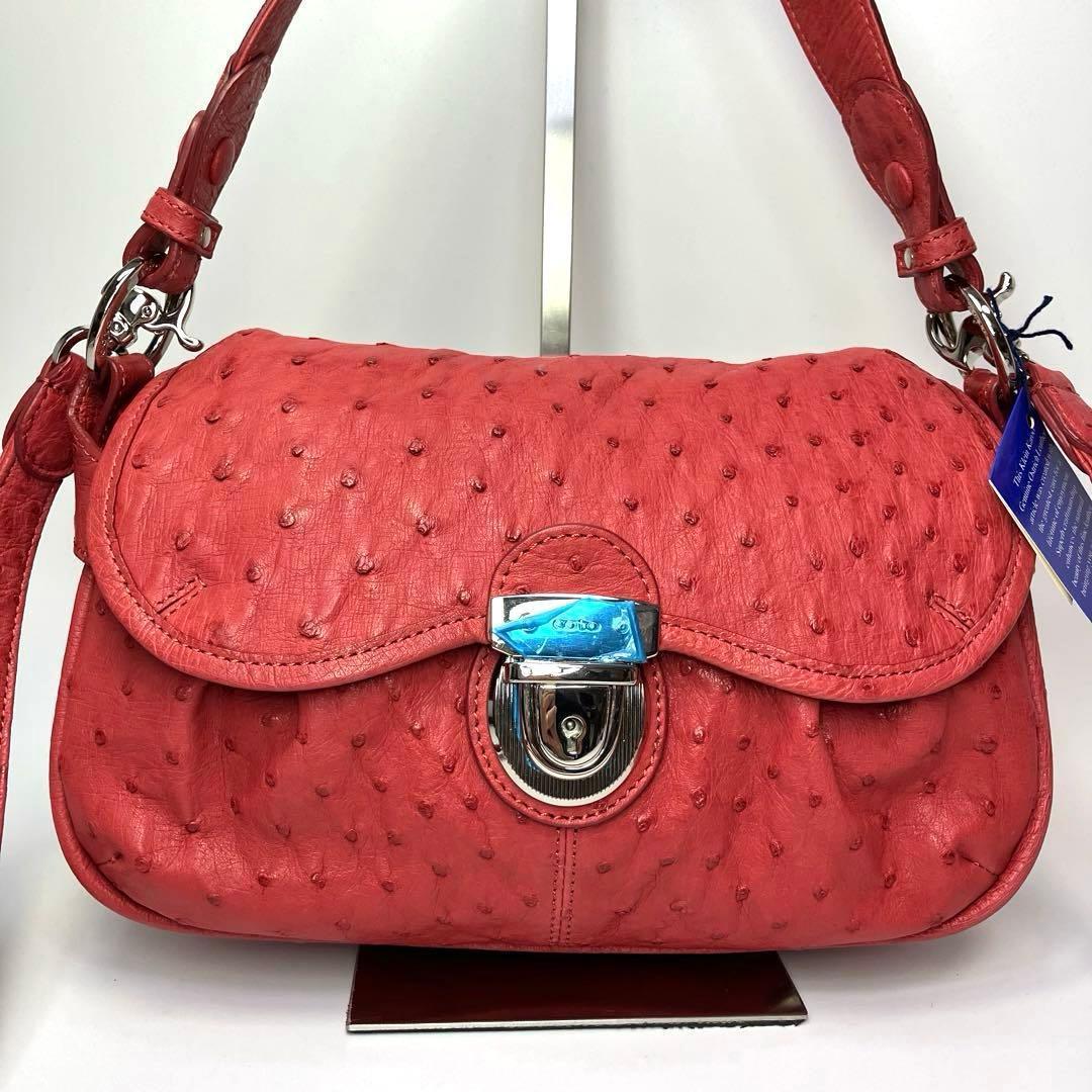 新品未使用　COTO オーストリッチ ショルダーバッグ 2way JRA　ピンク