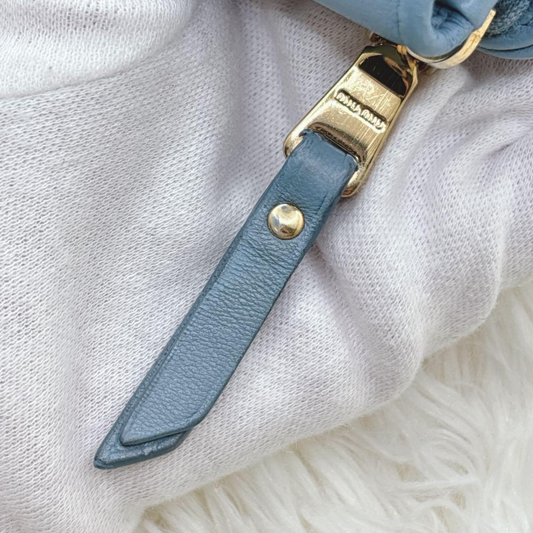 美品✨ミュウミュウ♡折り財布 クリスタル ビジュー マテラッセ ブルー