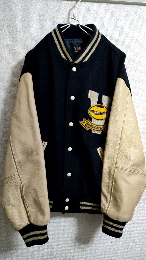 レア!VAN JACKET ヴァン スタジャン袖レザー ビンテージ レトロ