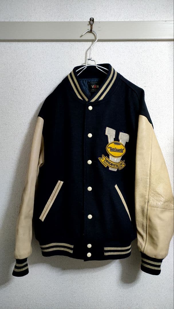 レア!VAN JACKET ヴァン スタジャン袖レザー ビンテージ レトロ