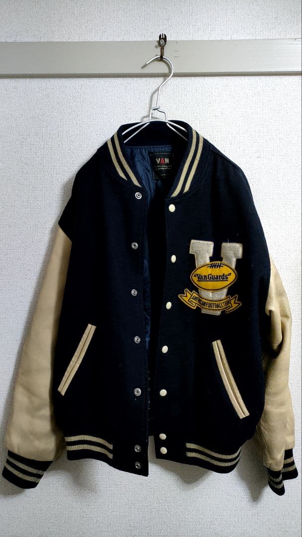 レア!VAN JACKET ヴァン スタジャン袖レザー ビンテージ レトロ