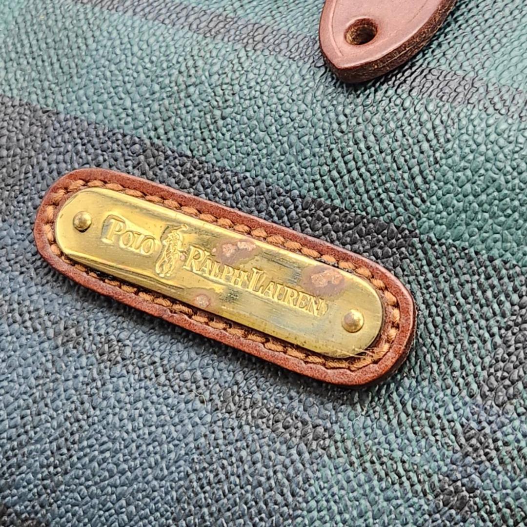 ポロラルフローレン ボストンバッグ 幅60 チェック柄 PVC 旅行鞄 メンズ