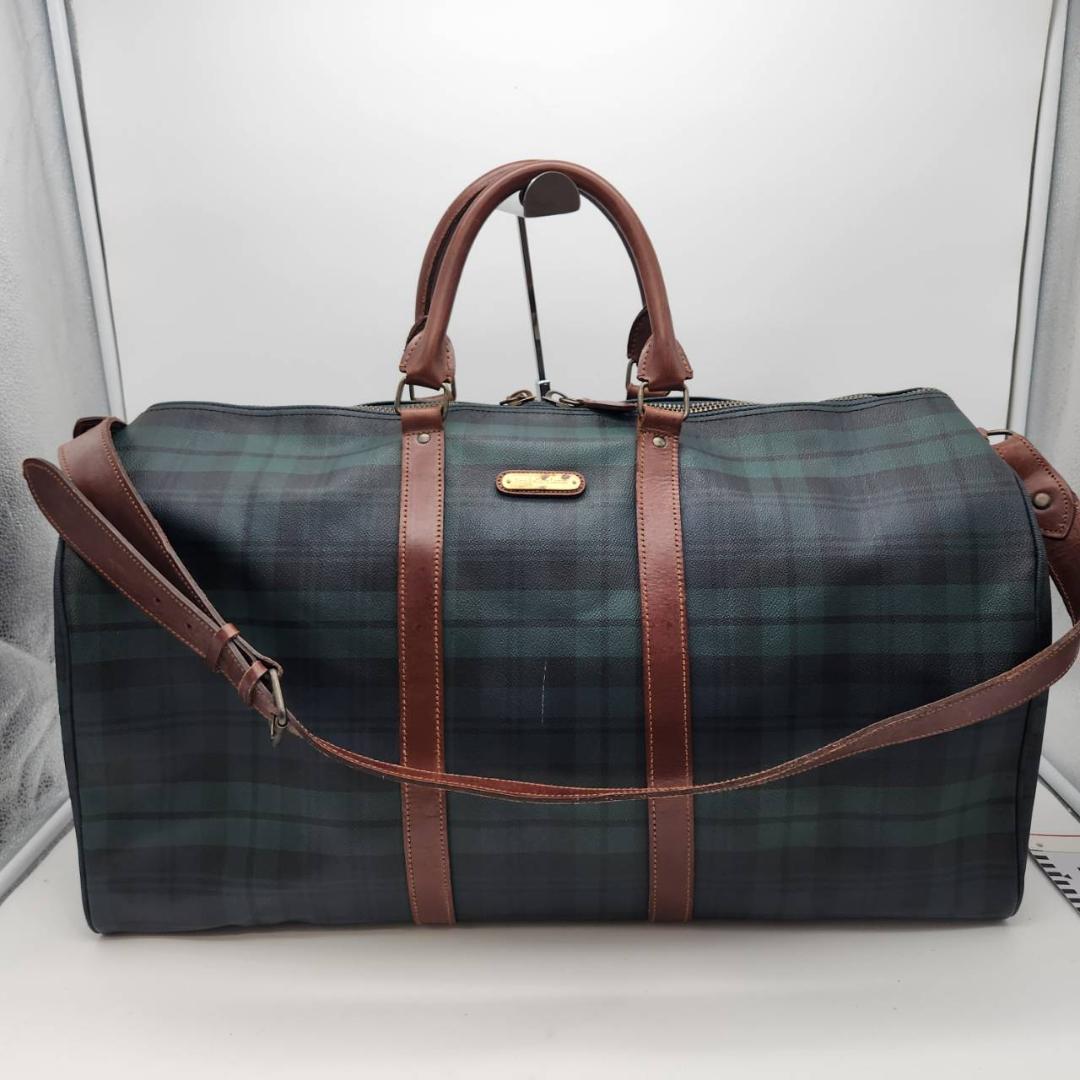 ポロラルフローレン ボストンバッグ 幅60 チェック柄 PVC 旅行鞄 メンズ