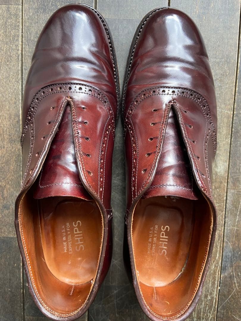 【SHIPS別注】Alden 994 コードバン サドル 6.5D バーガンディ
