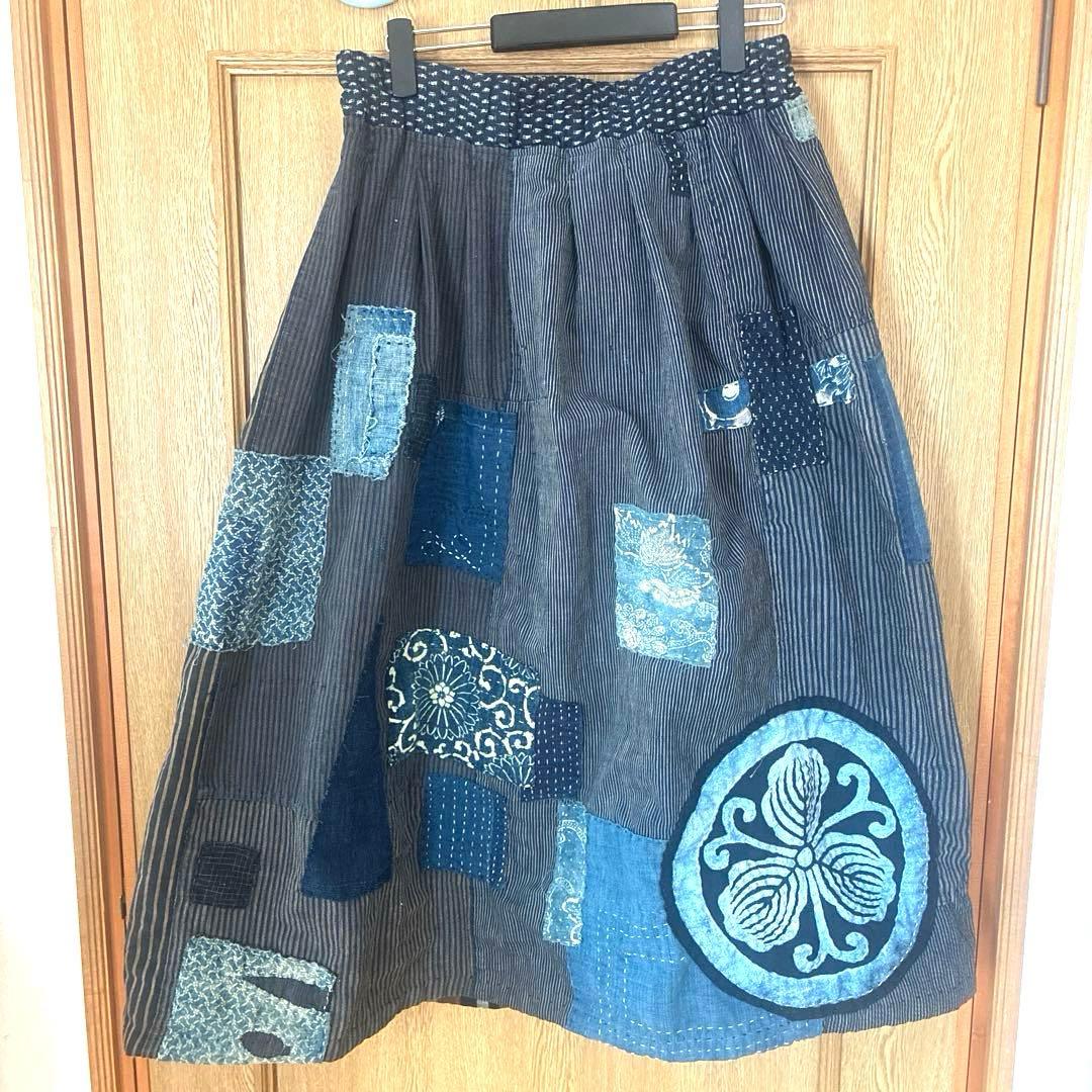 専用　古布　360度　ぐるっと一回り楽しめる縞を基調としたスカート