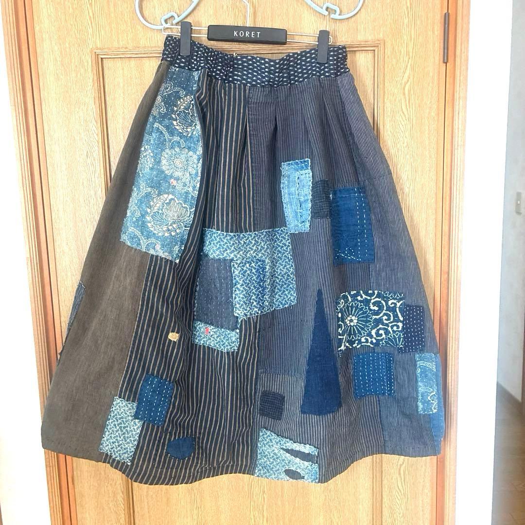 専用　古布　360度　ぐるっと一回り楽しめる縞を基調としたスカート