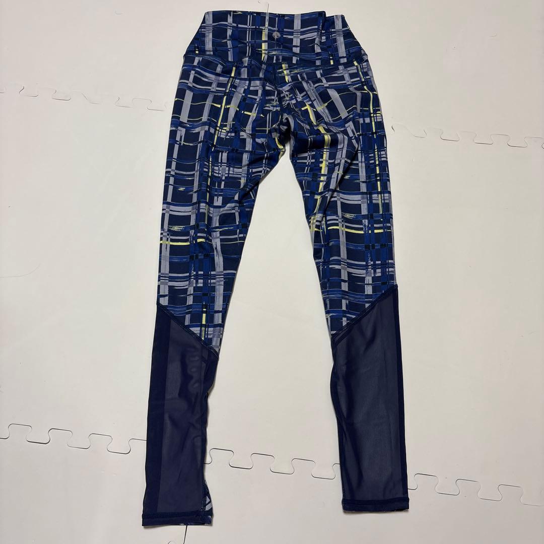 ネイビー チェック柄 ヨガウェアセット