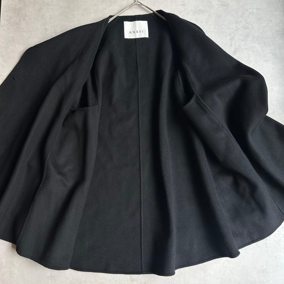 美品✨アナイ リバーケープジャケットコート マフラー ポンチョ 現行タグ 黒