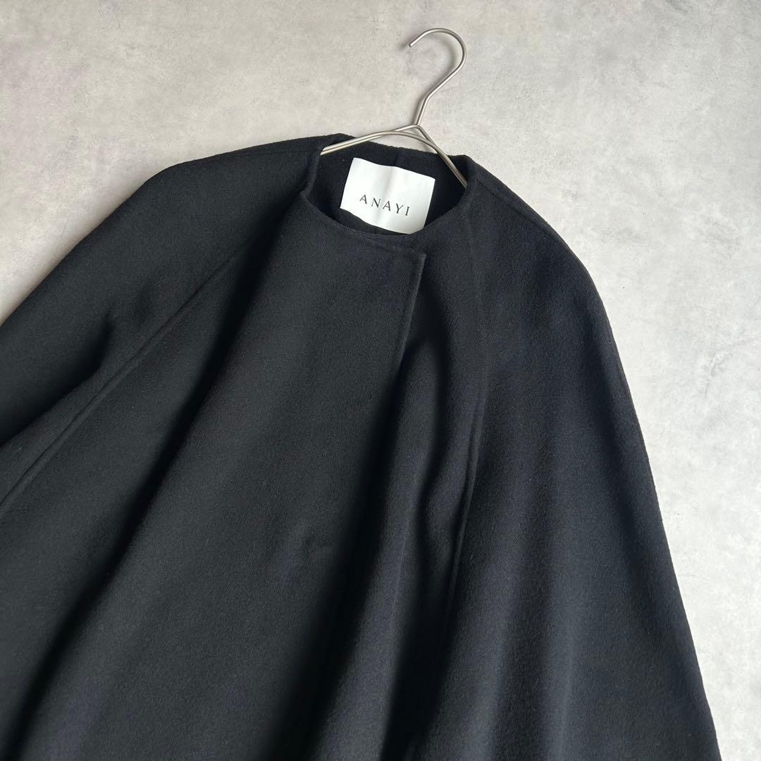 美品✨アナイ リバーケープジャケットコート マフラー ポンチョ 現行タグ 黒
