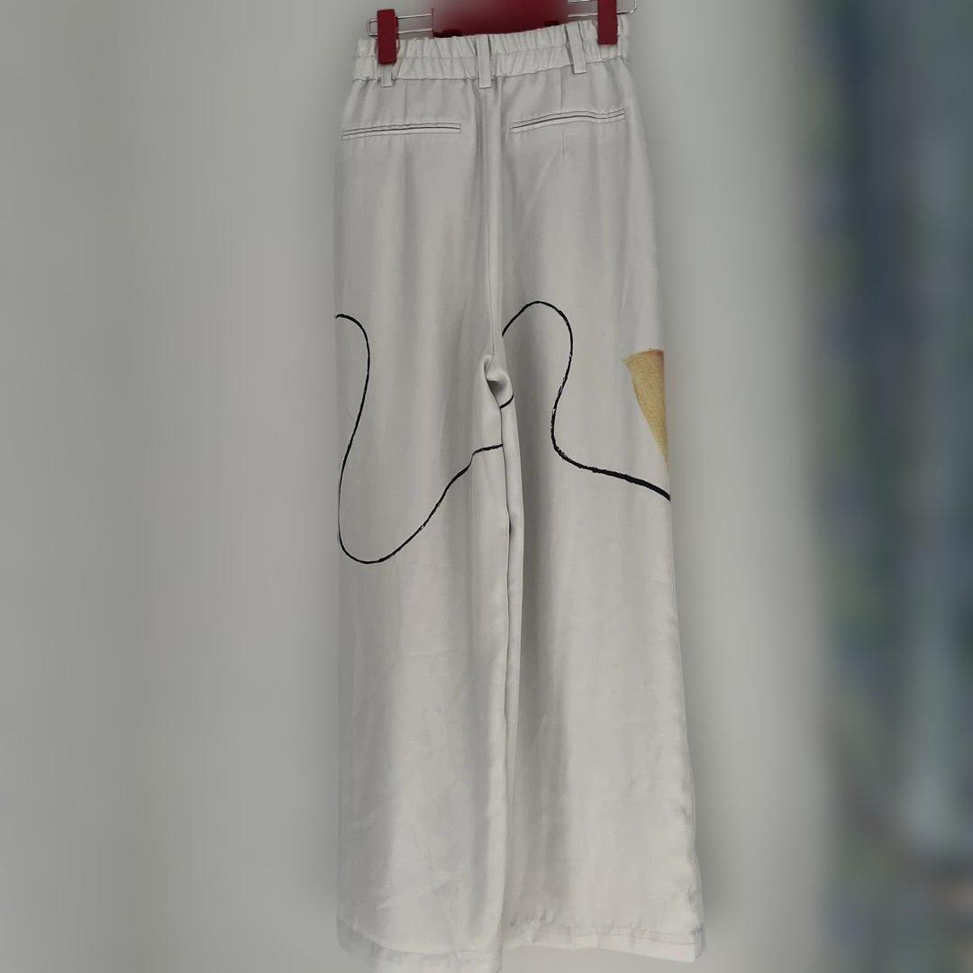 ラインアートプリント ワイドパンツ