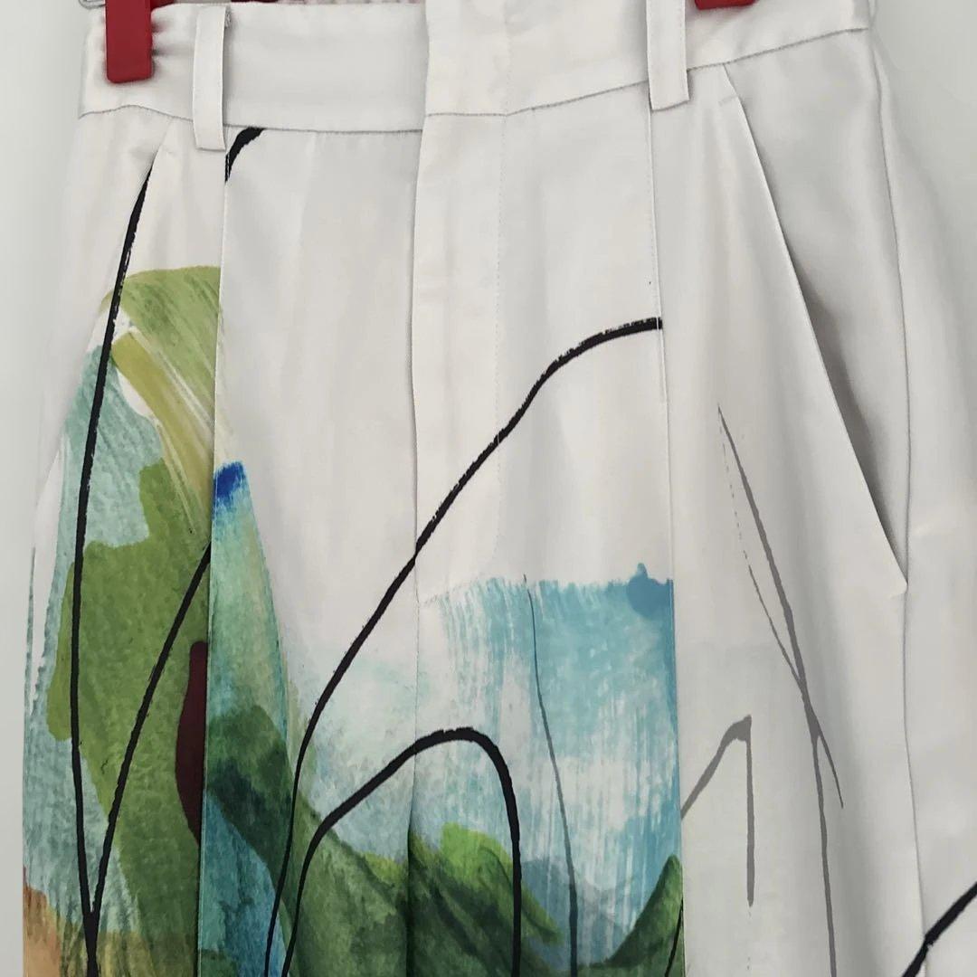 ラインアートプリント ワイドパンツ