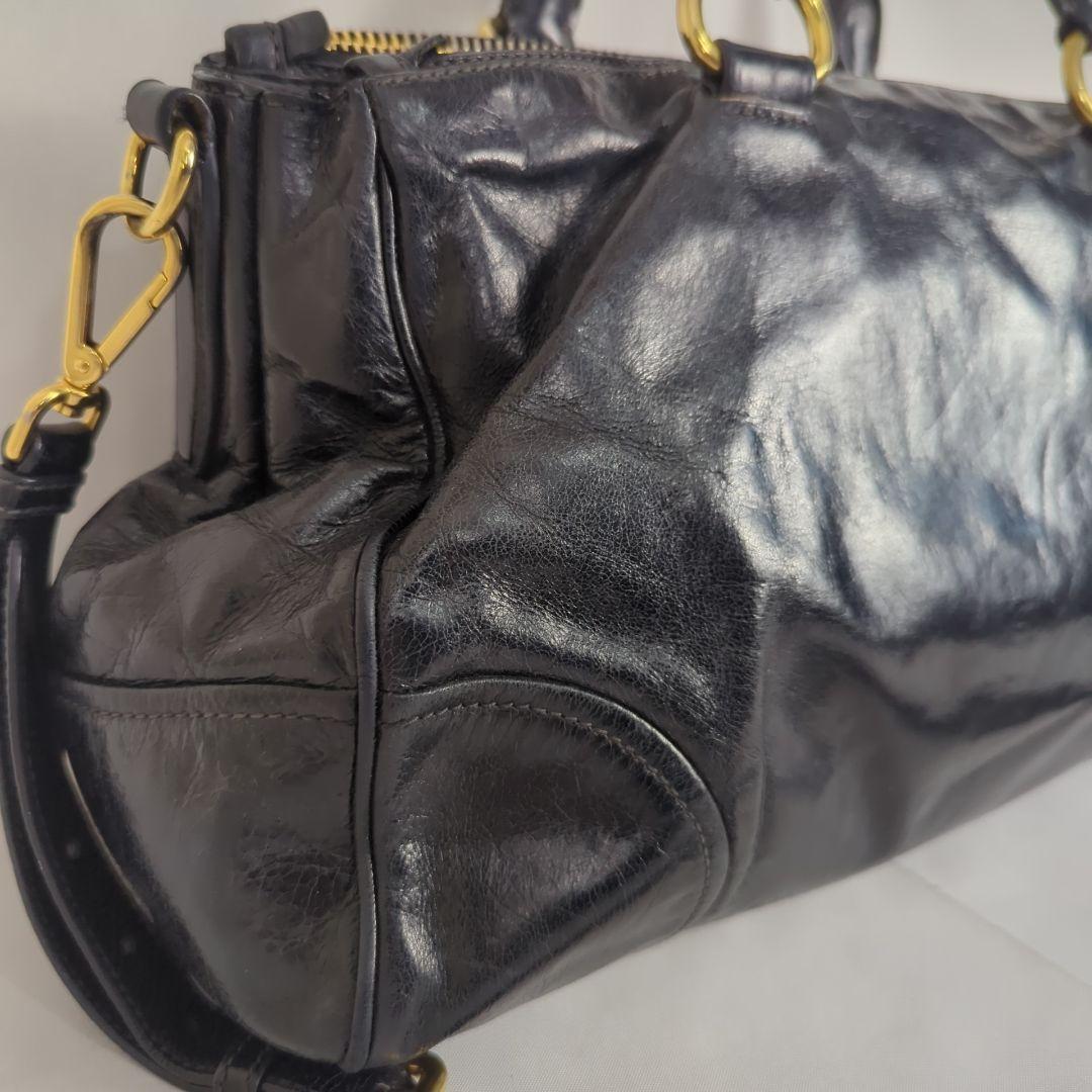 PRADA プラダ ショルダーハンドバッグ ミニボストン ヴィッテロ レザー