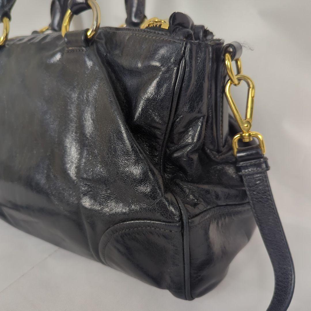 PRADA プラダ ショルダーハンドバッグ ミニボストン ヴィッテロ レザー