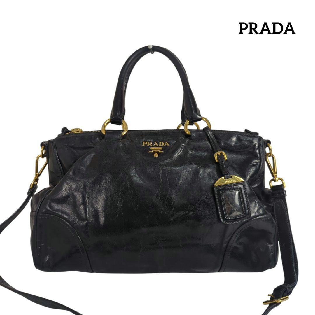 PRADA プラダ ショルダーハンドバッグ ミニボストン ヴィッテロ レザー