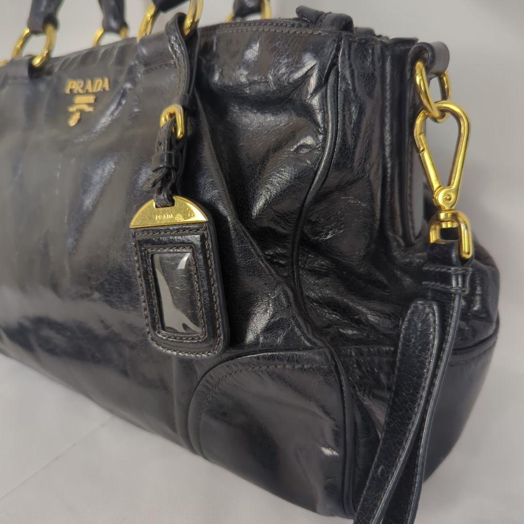 PRADA プラダ ショルダーハンドバッグ ミニボストン ヴィッテロ レザー