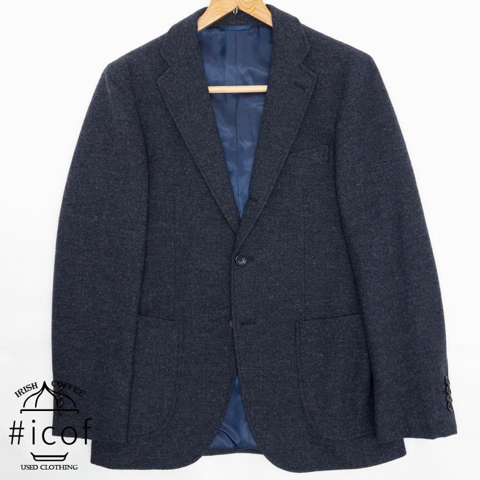 ツイード アンコン 日本製生地 glr スーツ 厚手 A4 紺 b22