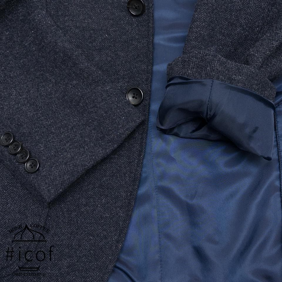 ツイード アンコン 日本製生地 glr スーツ 厚手 A4 紺 b22